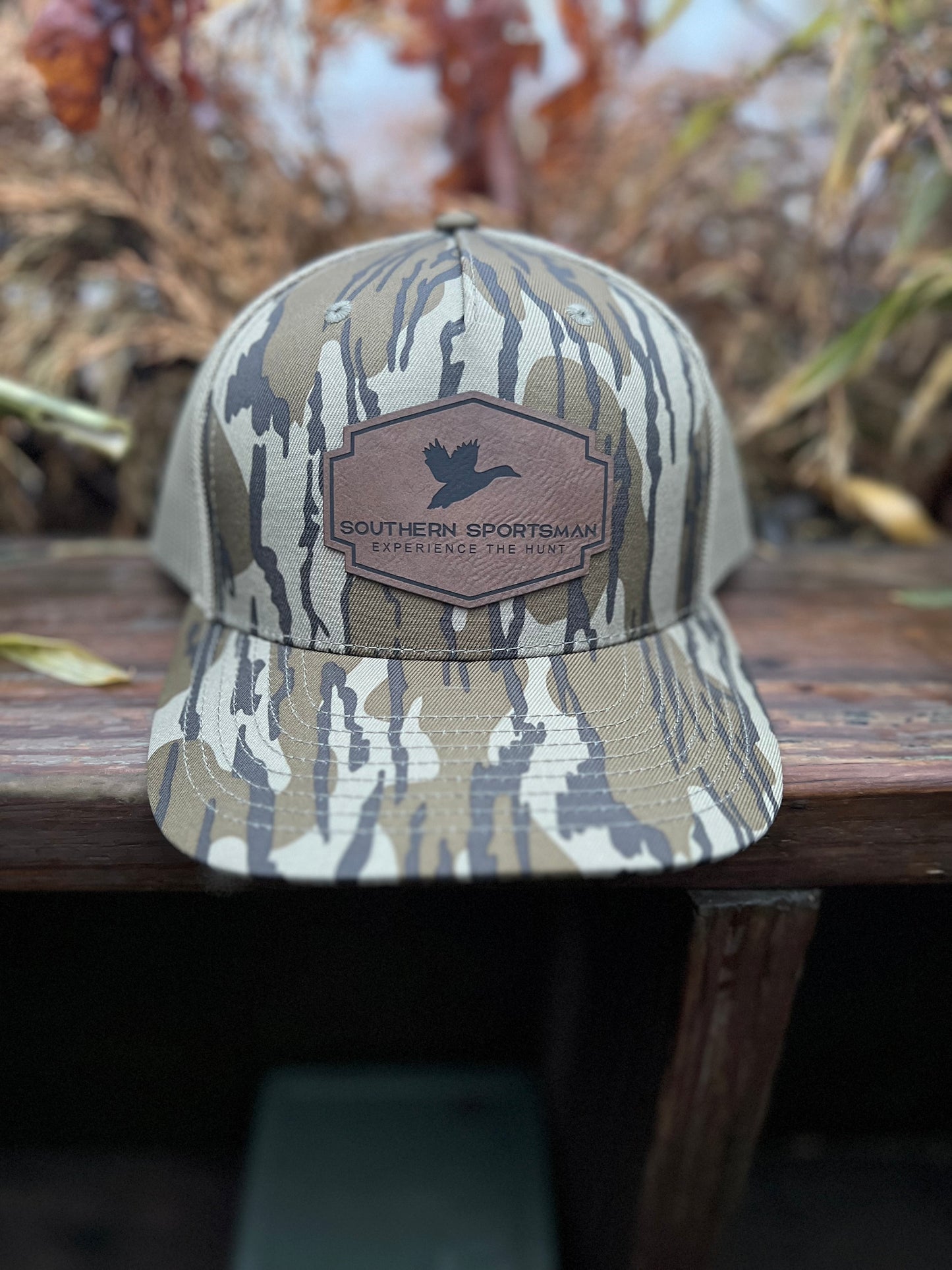 Bottomland Camo Southern Sportsman Hat with Leather Patch