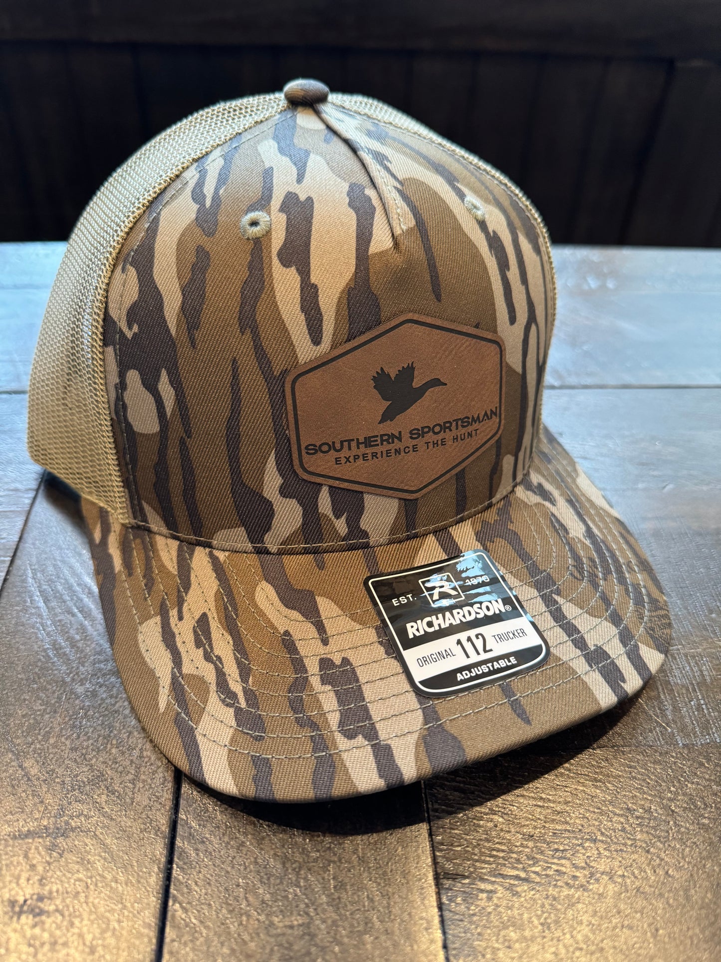 Bottomland Camo Southern Sportsman Hat with Leather Patch