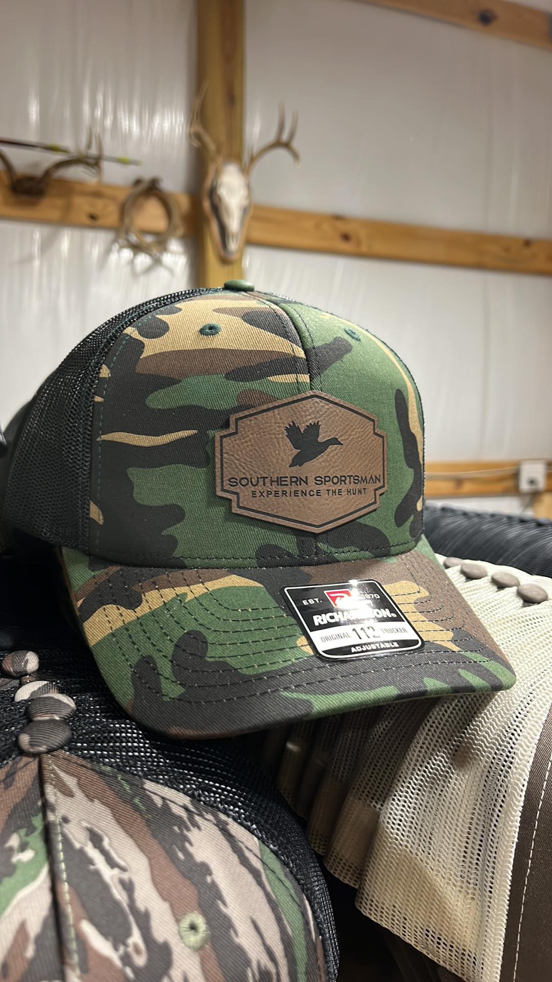 Military Green Camo Southern Sportsman Leather Patch Hat